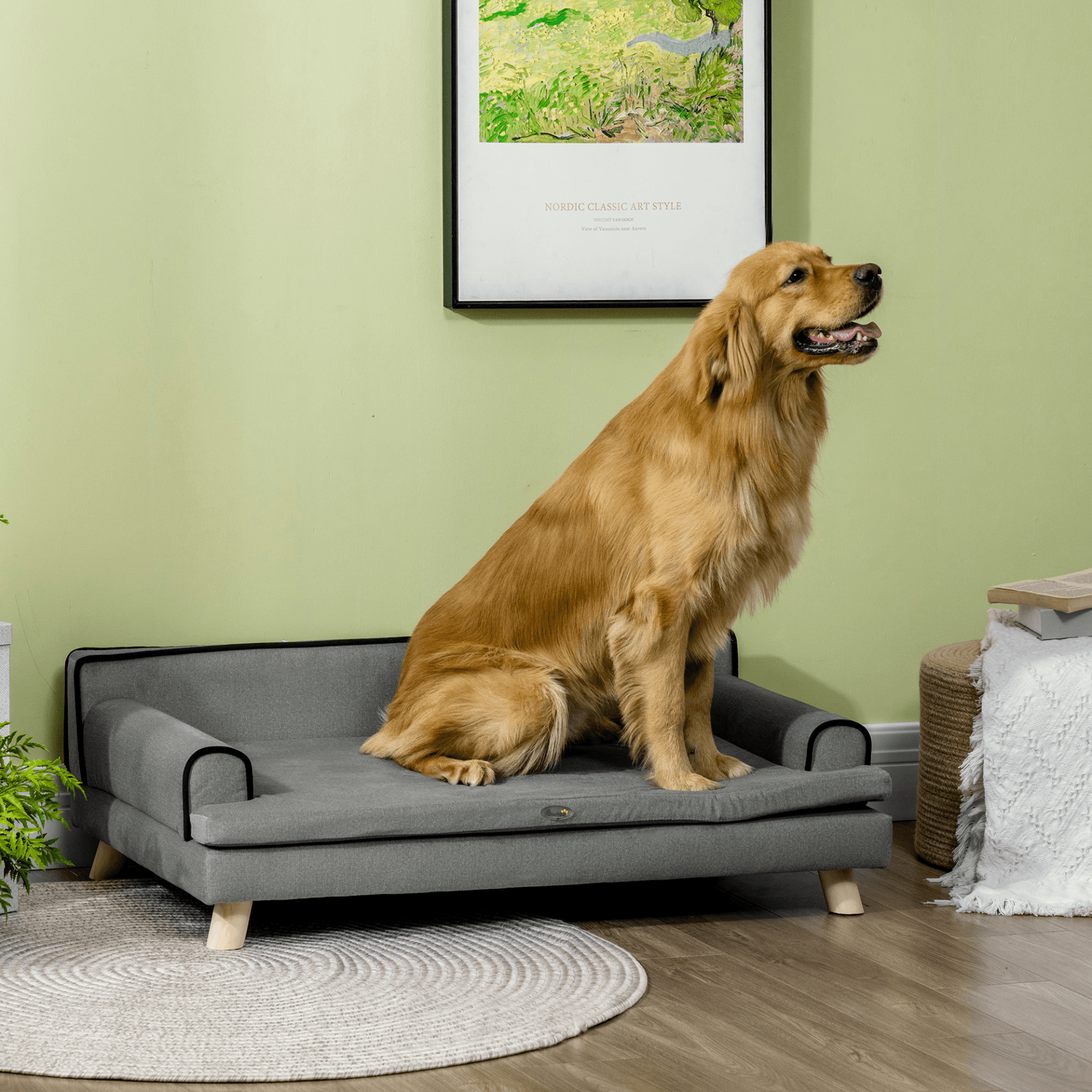 PawHut Dog Sofa with Legs Water Resistant For Medium Large Dogs FluffePet