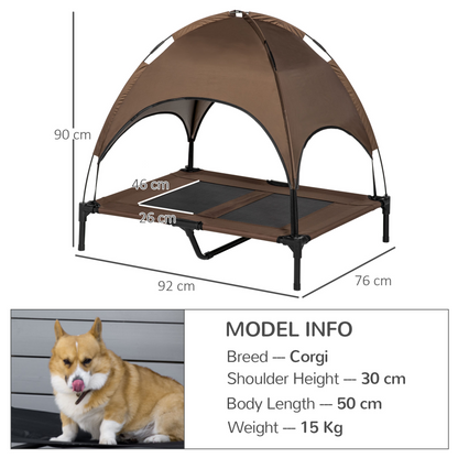 PawHut Elevated Dog Bed with Canopy Coffee Large Dogs