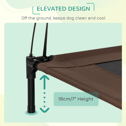 PawHut Elevated Dog Bed with Canopy Coffee | Large Dogs