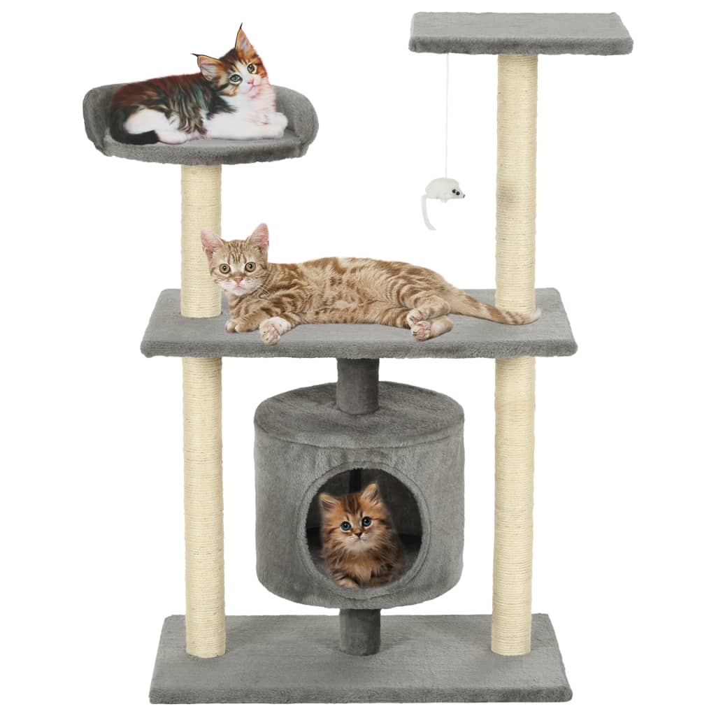 vidaXL Cat Tree with Sisal Scratching Posts 95 cm Grey