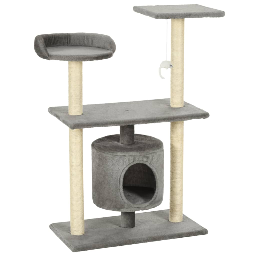 vidaXL Cat Tree with Sisal Scratching Posts 95 cm Grey