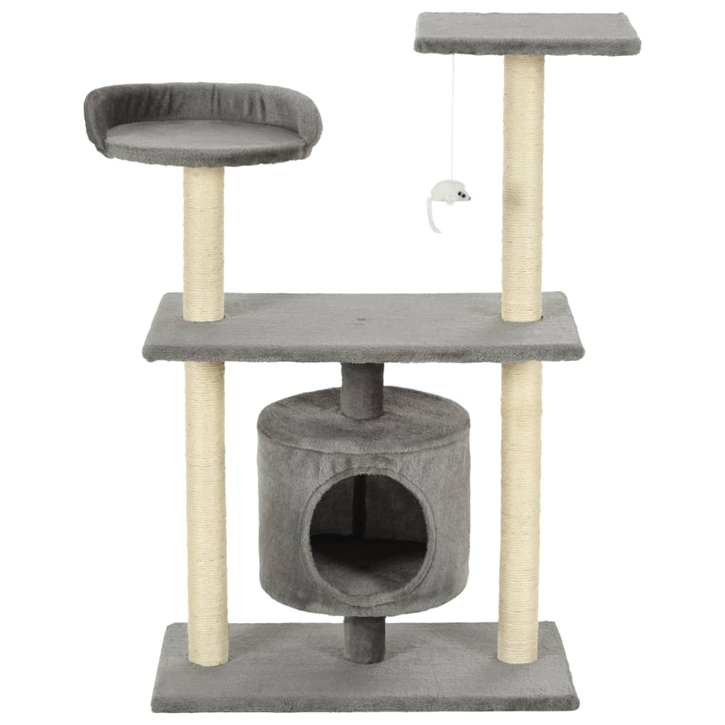 vidaXL Cat Tree with Sisal Scratching Posts 95 cm Grey