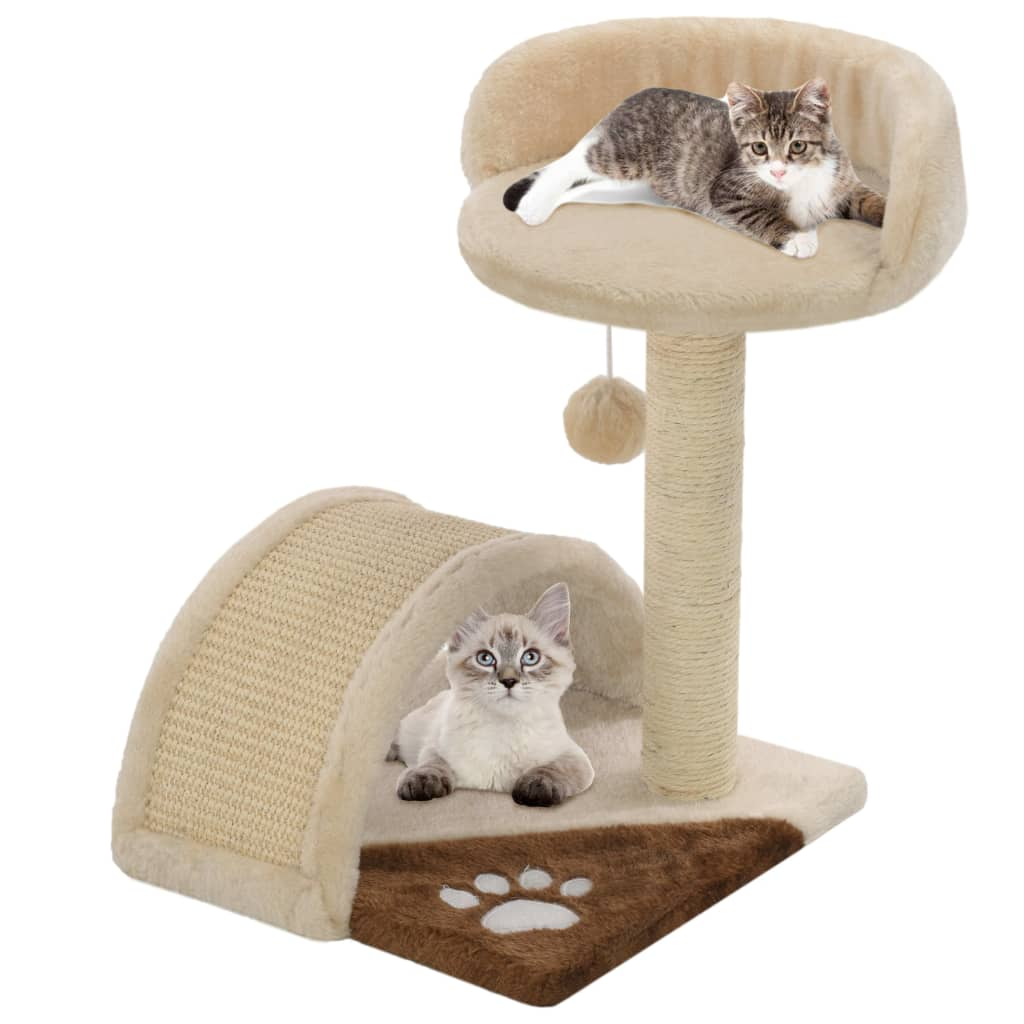 vidaXL Cat Tree with Sisal Scratching Post 40 cm Beige and Brown