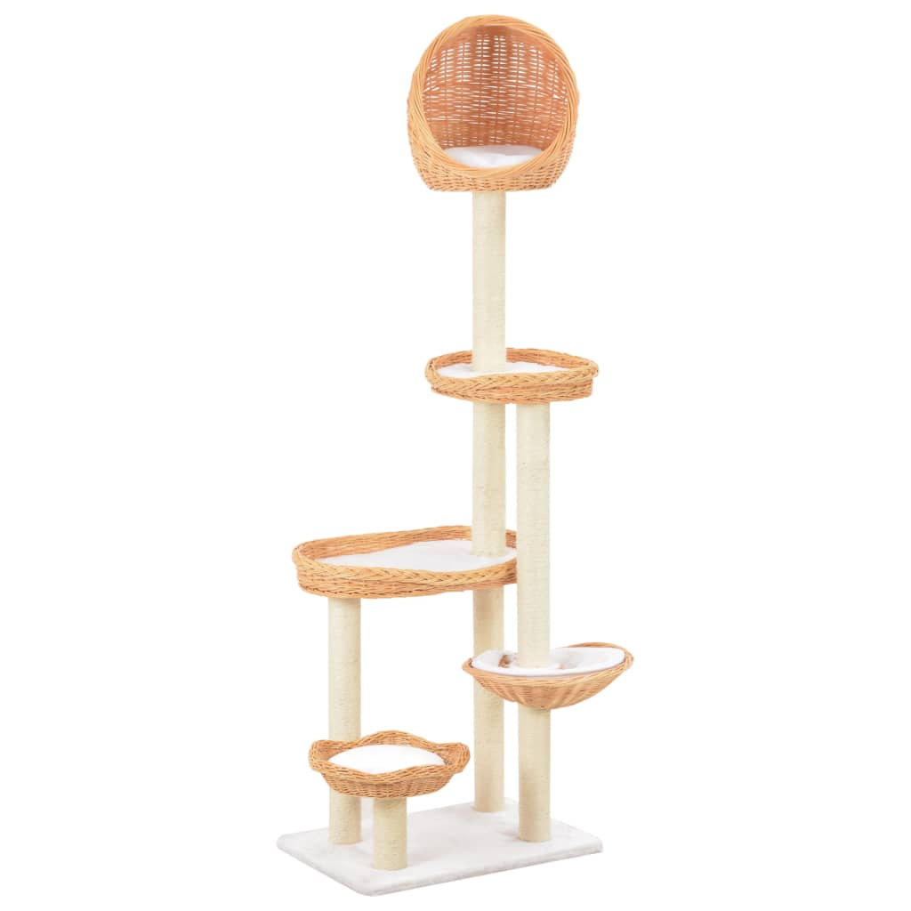 vidaXL Cat Tree with Sisal Scratching Post Natural Willow Wood