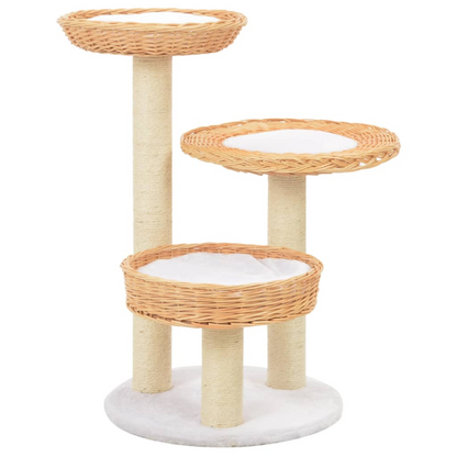 vidaXL Cat Tree with Sisal Scratching Post Natural Willow Wood