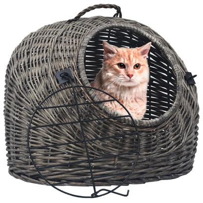 vidaXL Cat Transporter Grey 45x35x35 cm Natural Willow