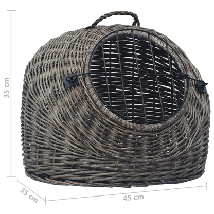 vidaXL Cat Transporter Grey 45x35x35 cm Natural Willow