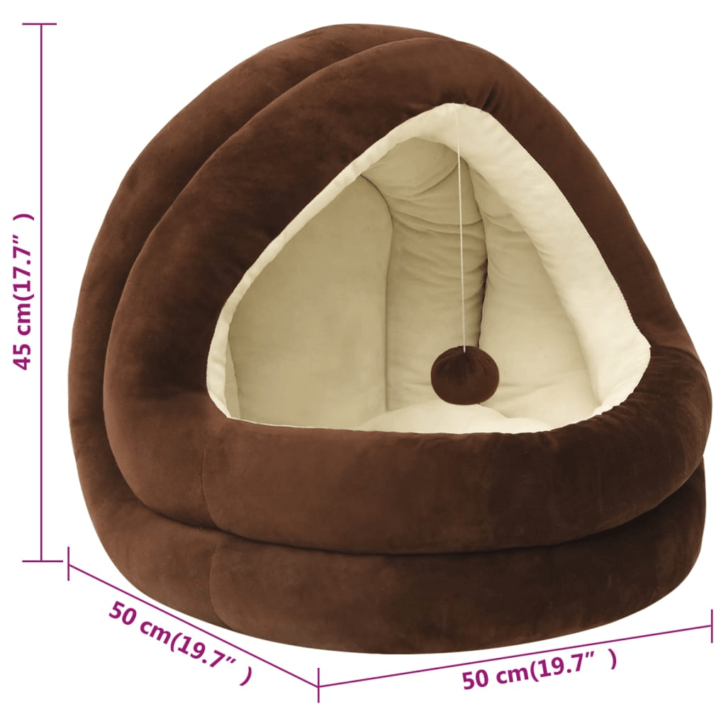 vidaXL Cat Bed 50x50x45 cm Brown and Cream