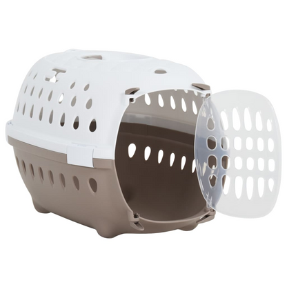 vidaXL Pet Transport Box White and Brown 50x34.5x32 cm polypropylene