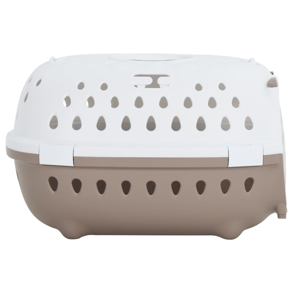 vidaXL Pet Transport Box White and Brown 50x34.5x32 cm polypropylene