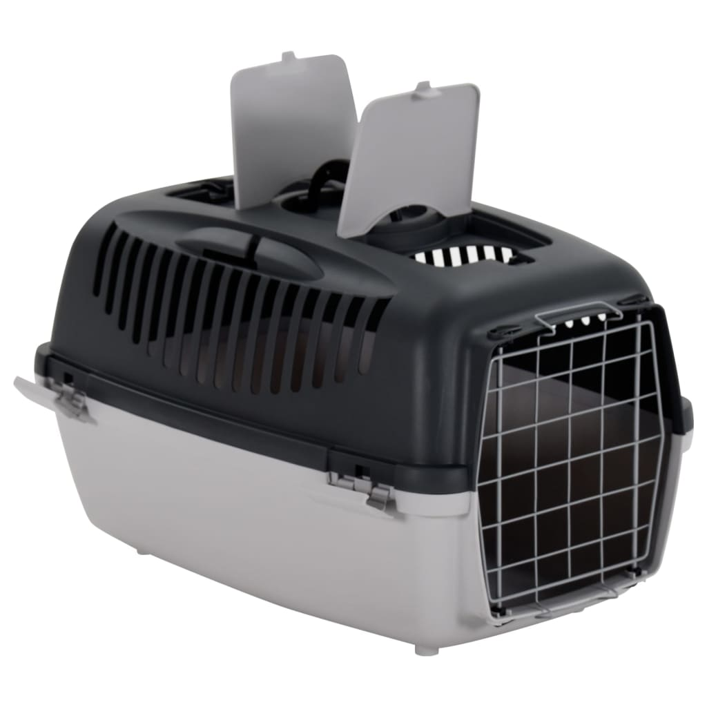 vidaXL Pet Carrier Grey and Black 61x40x38 cm PP