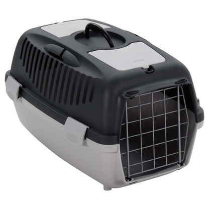 vidaXL Pet Transport Box Grey and Black 55x36x35 cm