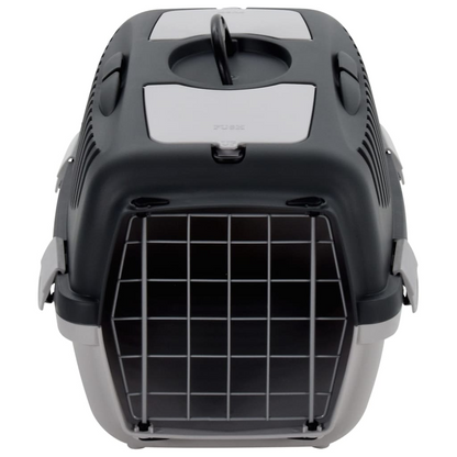 vidaXL Pet Transport Box Grey and Black 55x36x35 cm