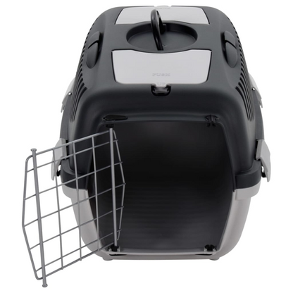 vidaXL Pet Transport Box Grey and Black 55x36x35 cm