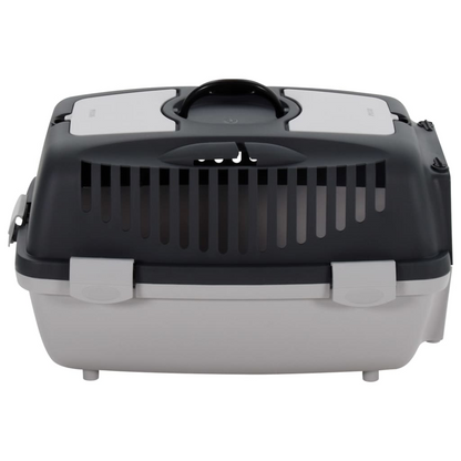 vidaXL Pet Transport Box Grey and Black 55x36x35 cm PP