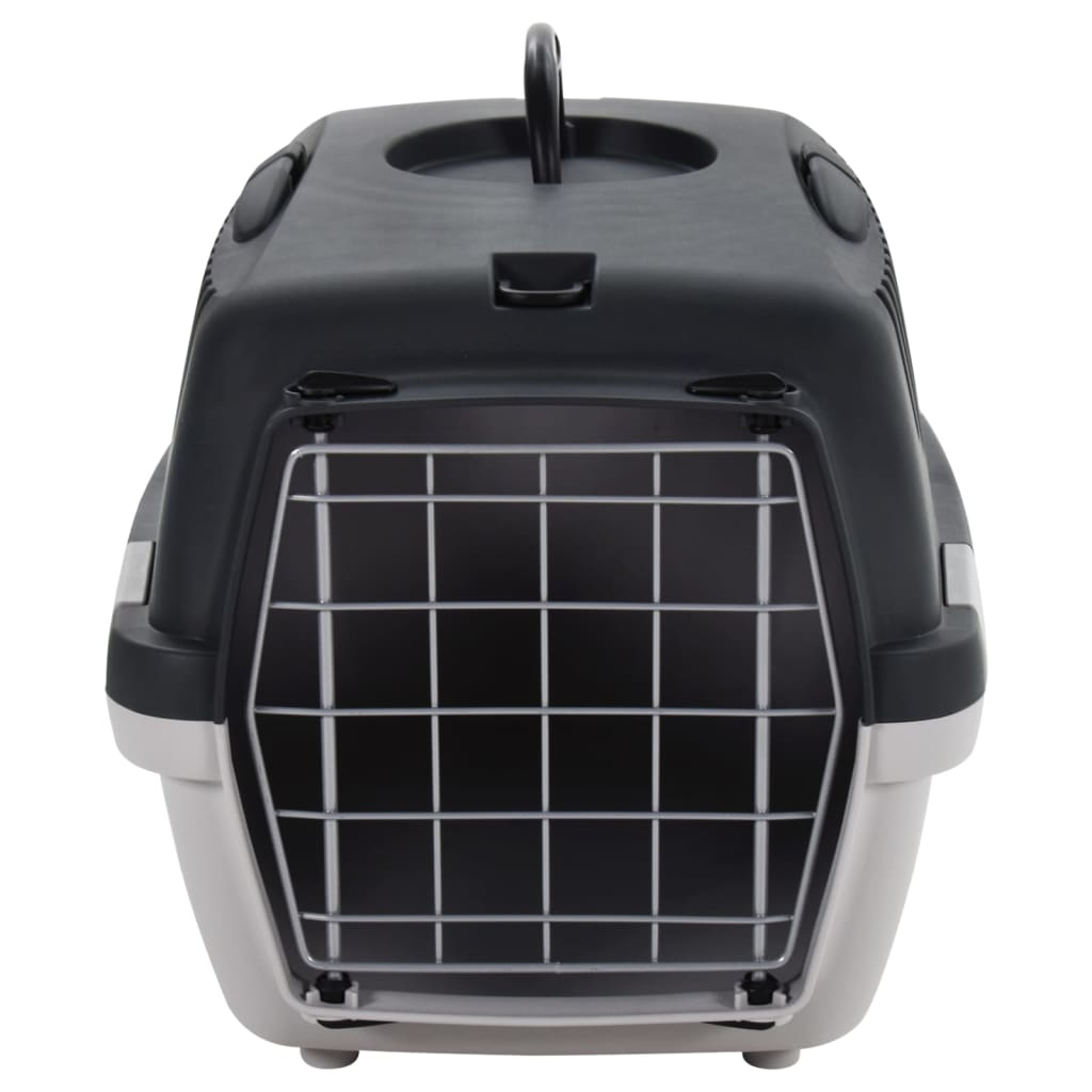 vidaXL Pet Transport Box Grey and Black 48x32x31 cm