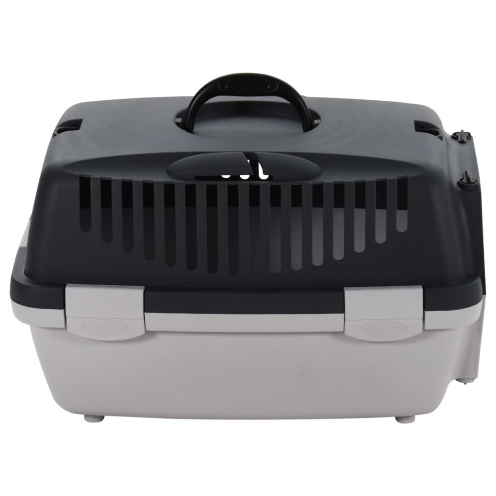 vidaXL Pet Transport Box Grey and Black 48x32x31 cm PP