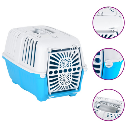 vidaXL Pet Carrier White and Blue 48x31.5x33cm Polypropylene