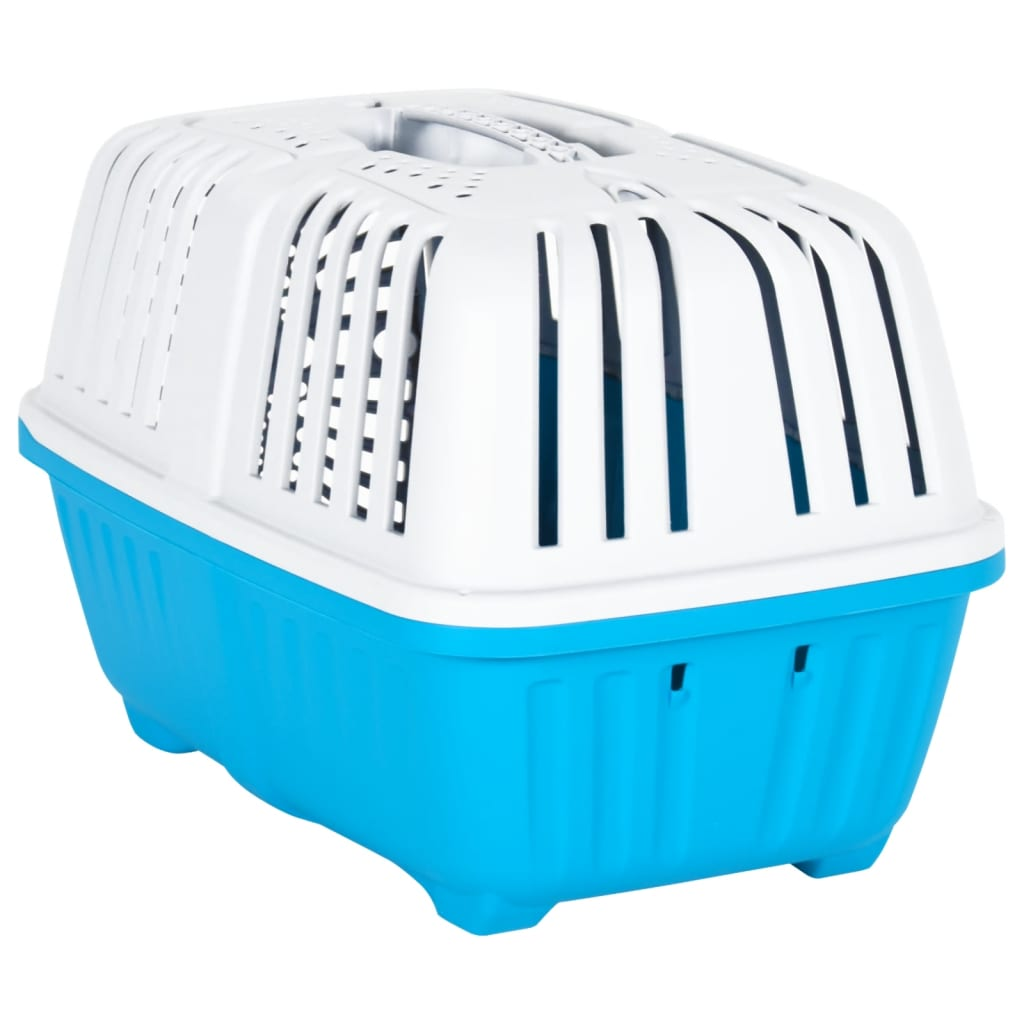 vidaXL Pet Carrier White and Blue 48x31.5x33cm Polypropylene