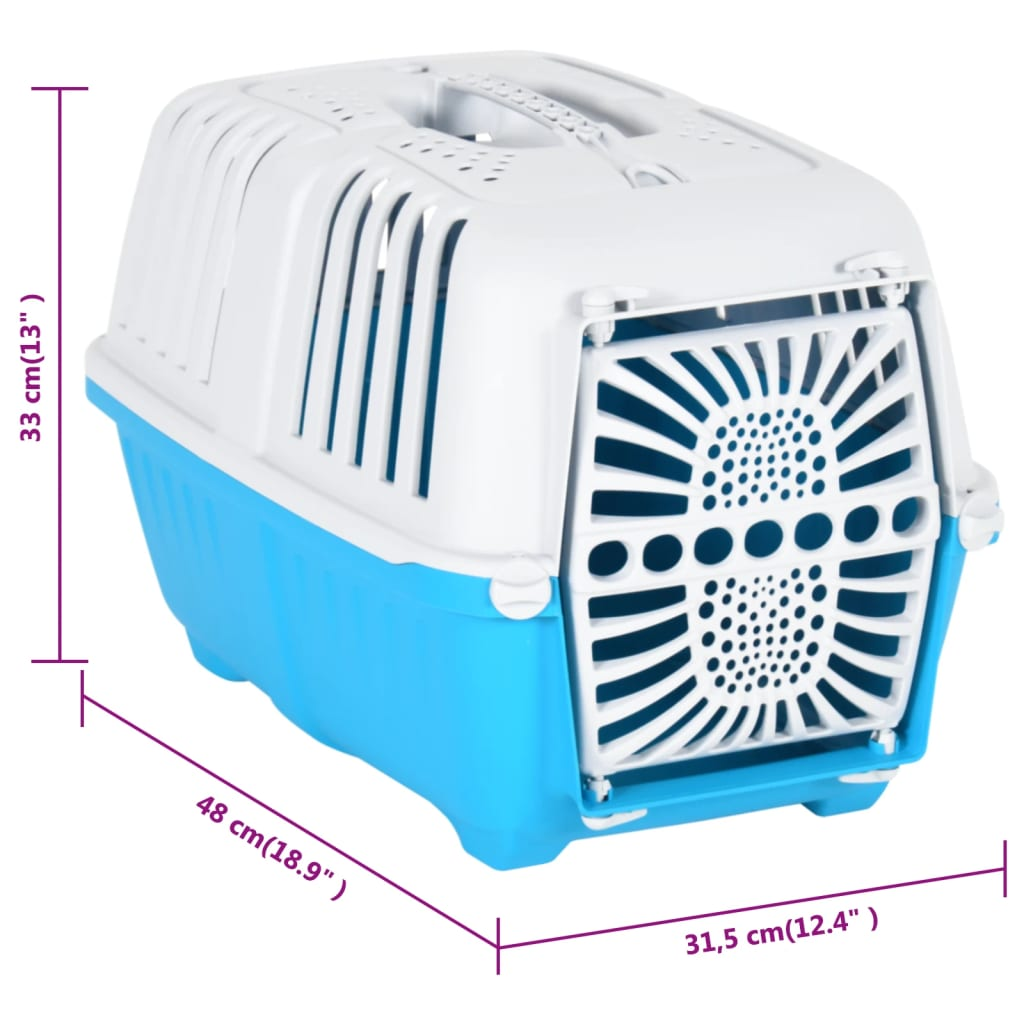 vidaXL Pet Carrier White and Blue 48x31.5x33cm Polypropylene