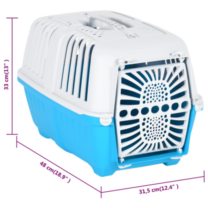 vidaXL Pet Carrier White and Blue 48x31.5x33cm Polypropylene