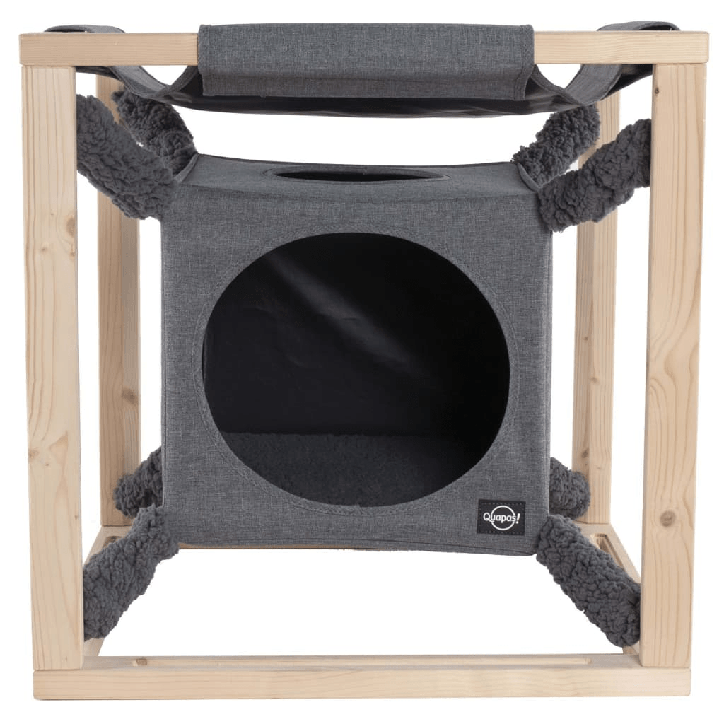 Quapas! Cat Bed with Hammock Catcube Grey M 54x54x54 cm