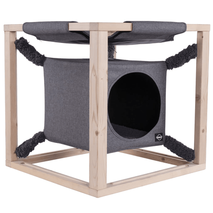 Quapas! Cat Bed with Hammock Catcube Grey M 54x54x54 cm