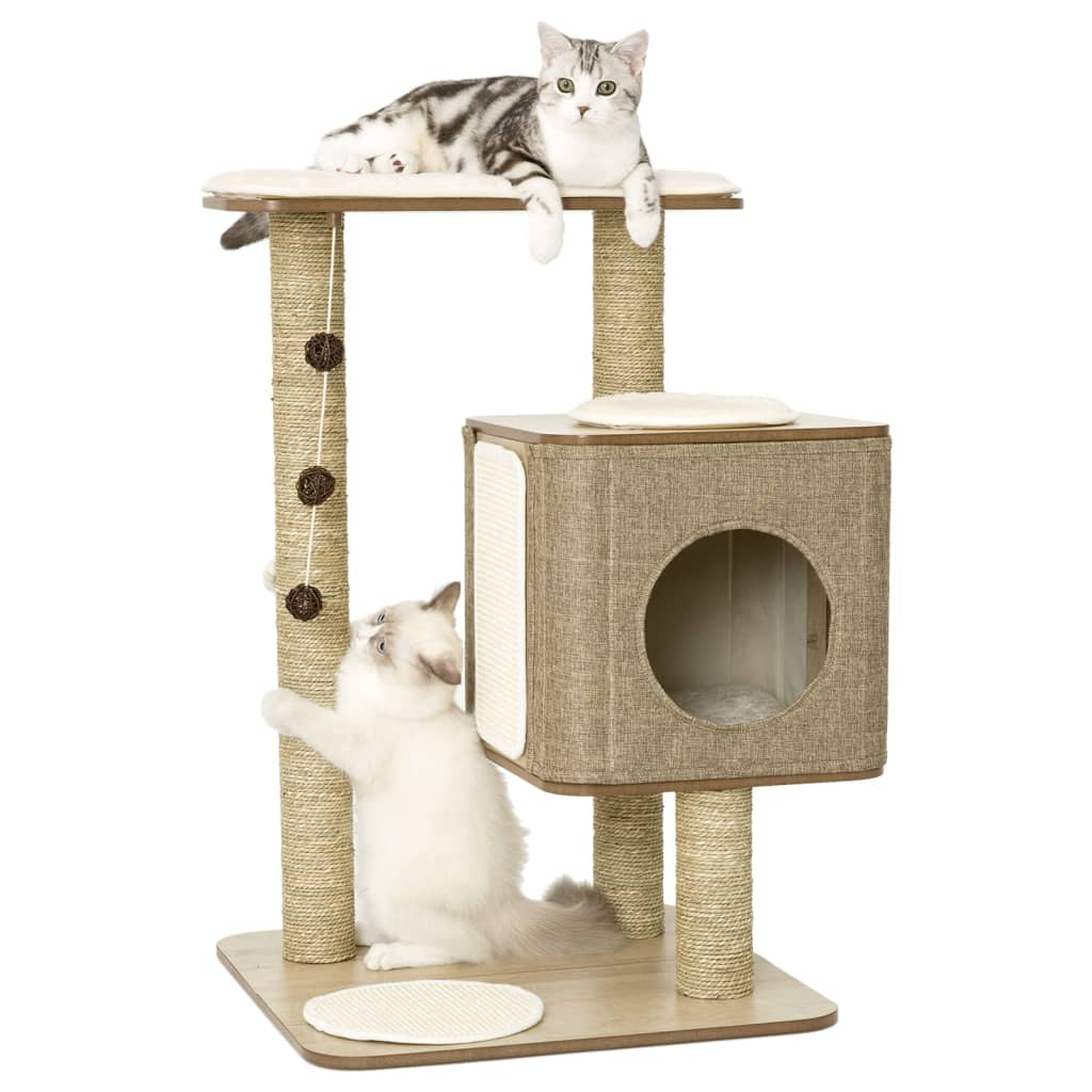 Cat Tree House Molly 56x56x86 cm Brown