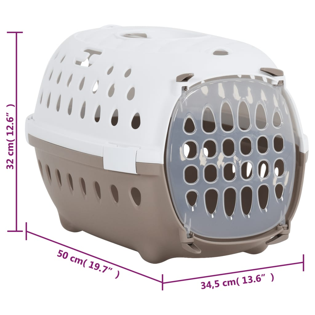 vidaXL Pet Transport Box White and Brown 50x34.5x32 cm polypropylene