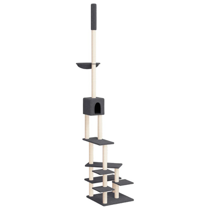 vidaXL Floor to Ceiling Cat Tree Dark Grey 268.5-294.5 cm