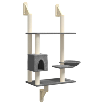 vidaXL Wall-mounted Cat Tree with Scratching Post Dark Grey 153 cm