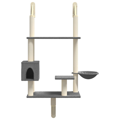 vidaXL Wall-mounted Cat Tree with Scratching Post Dark Grey 153 cm