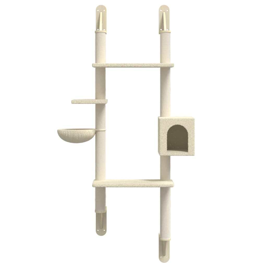 vidaXL Wall-mounted Cat Tree with Scratching Post Cream 180 cm