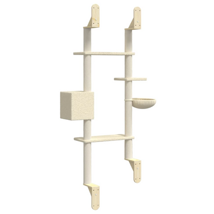 vidaXL Wall-mounted Cat Tree with Scratching Post Cream 180 cm