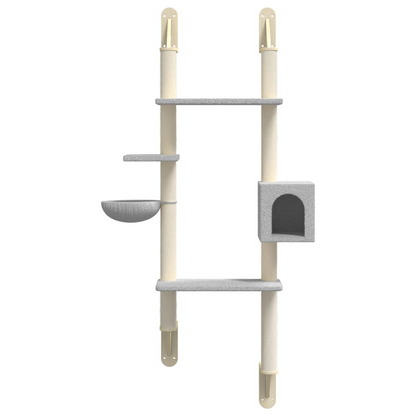 vidaXL Wall-mounted Cat Tree with Scratching Post Light Grey