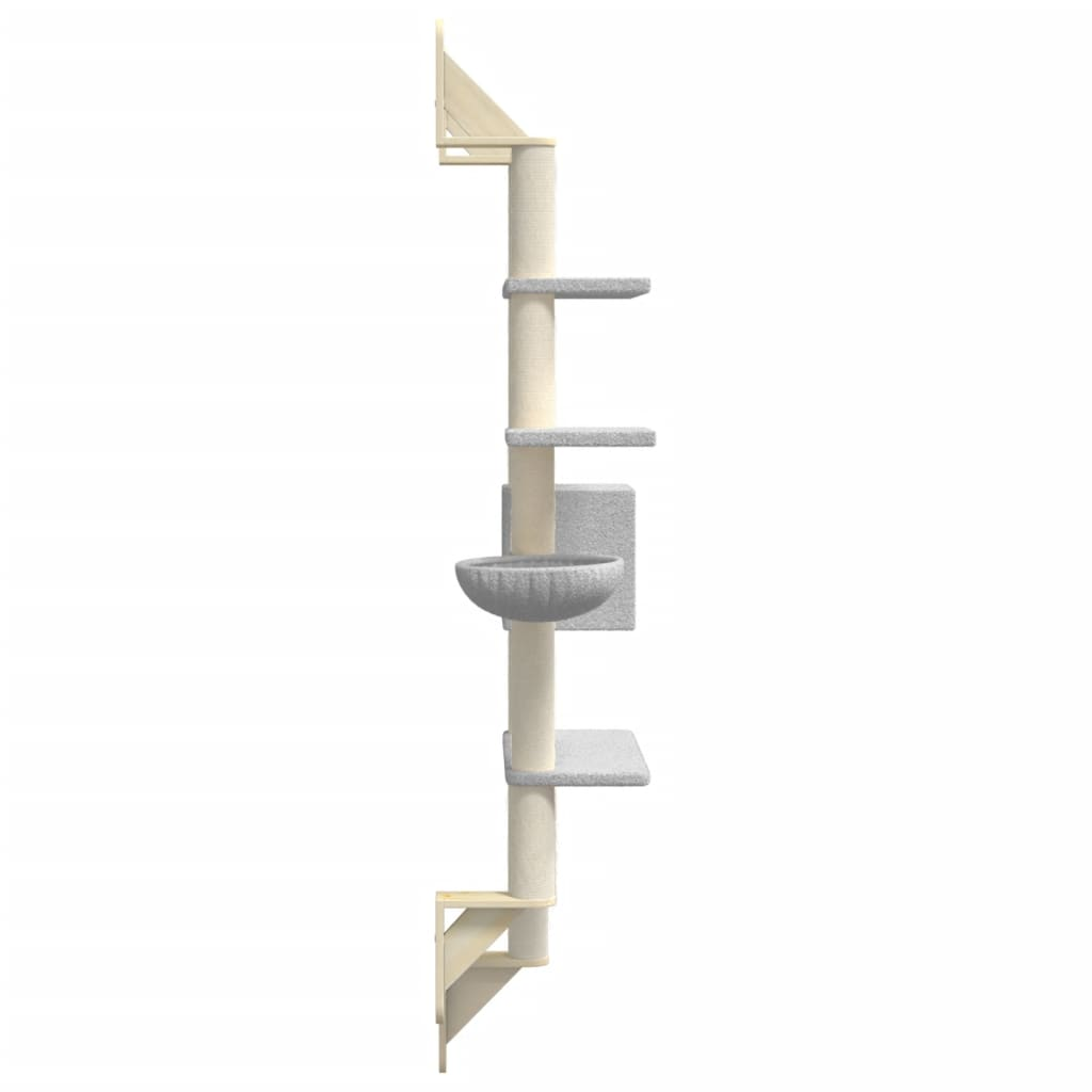 vidaXL Wall-mounted Cat Tree with Scratching Post Light Grey 180 cm