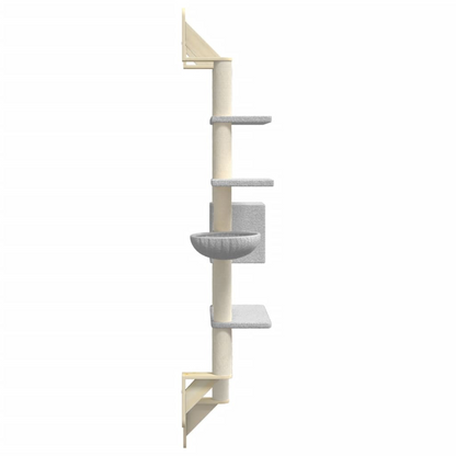 vidaXL Wall-mounted Cat Tree with Scratching Post Light Grey 180 cm