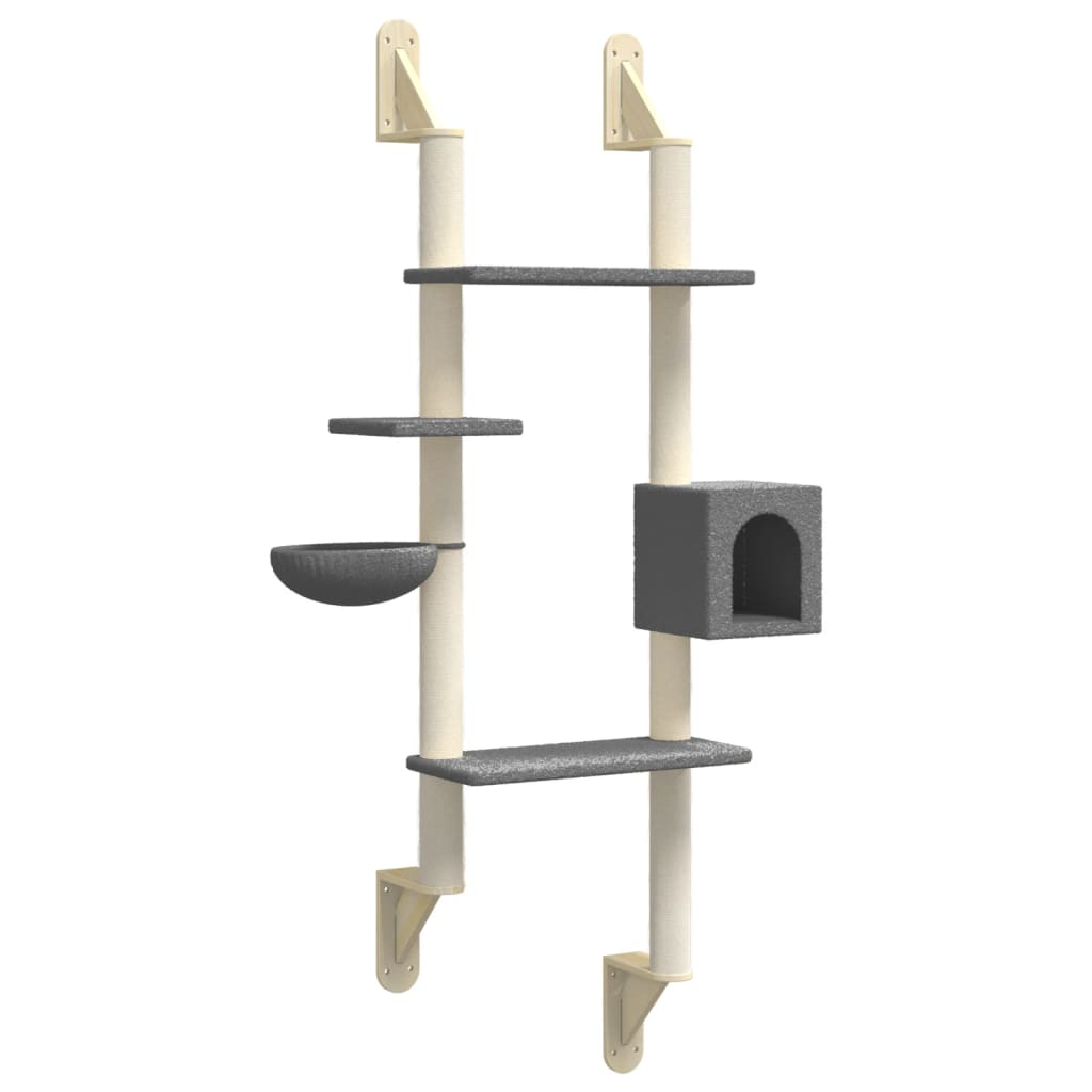 vidaXL Wall-mounted Cat Tree with Scratching Post Dark Grey 180 cm