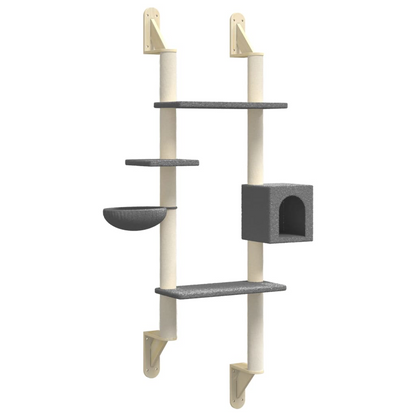 vidaXL Wall-mounted Cat Tree with Scratching Post Dark Grey 180 cm