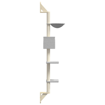 vidaXL Wall-mounted Cat Tree with Scratching Post Light Grey 187 cm