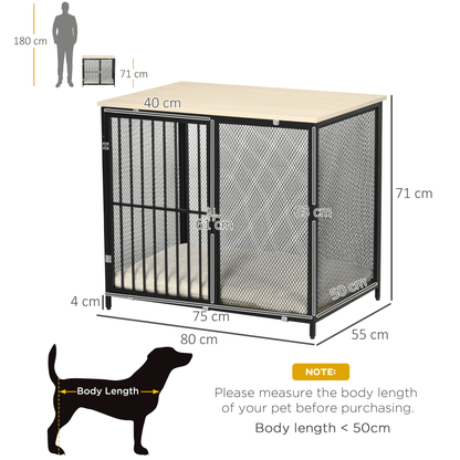 PawHut Dog Crate Furniture Side End Table Indoor w/ Soft Washable Cushion Wire Mesh for Small and Medium Dogs