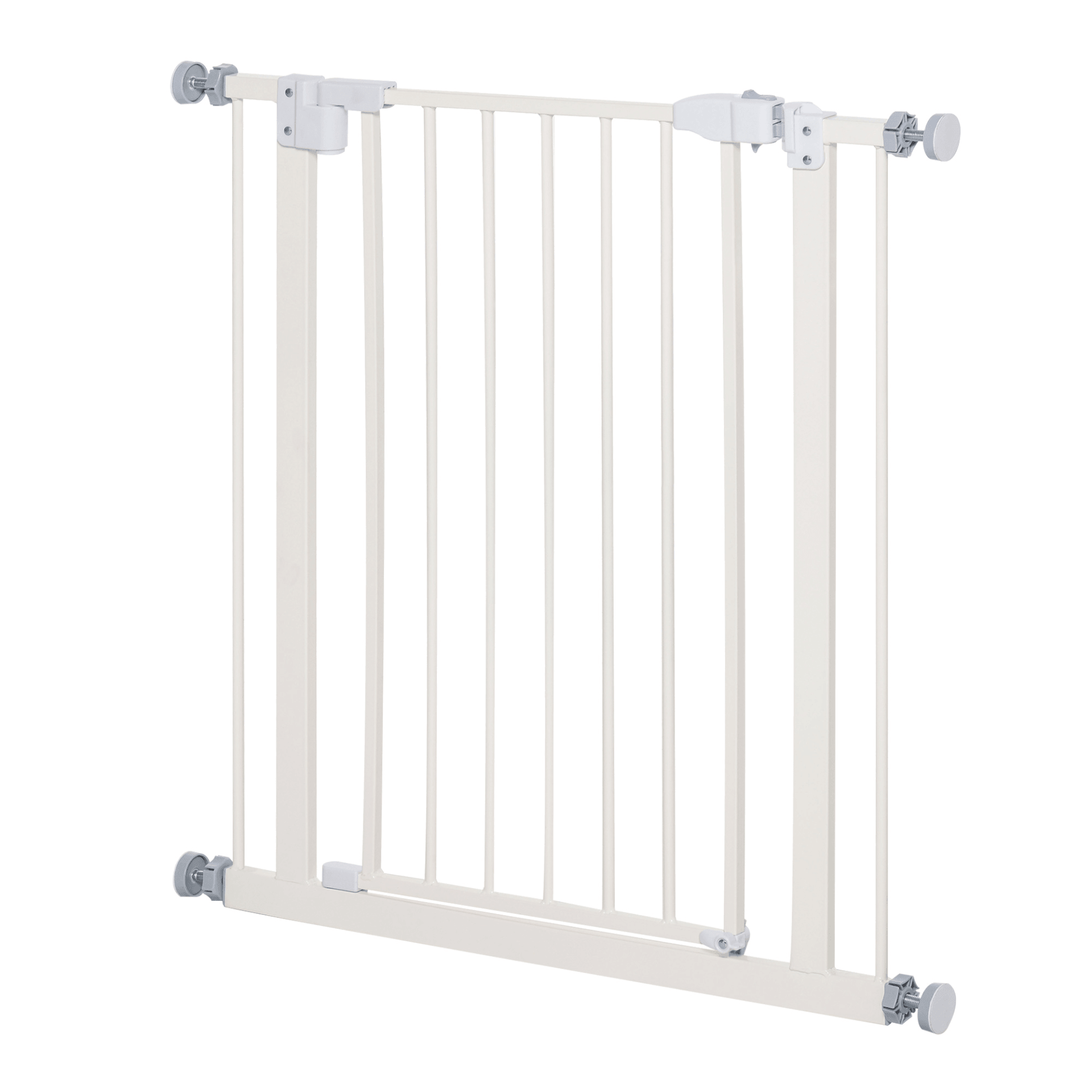 PawHut Dog Gate Adjustable Safety Gate Metal Pet Barrier w/ Auto-Close Door Double Locking Easy-Open Doors Stairs Home 74-80cm Wide, White