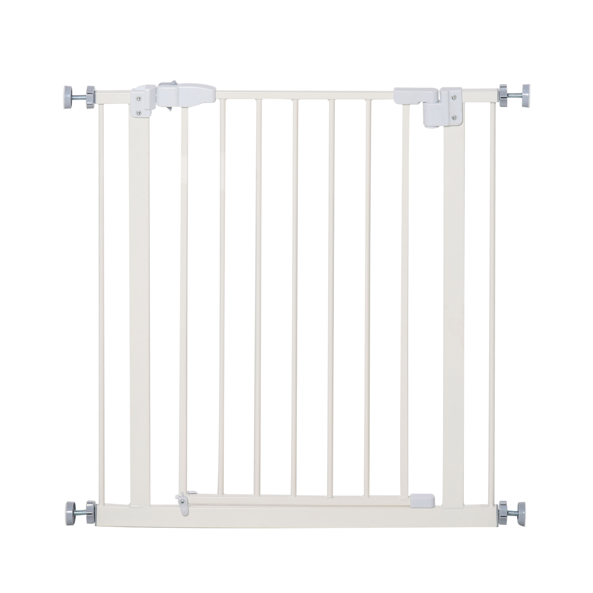 PawHut Dog Gate Adjustable Safety Gate Metal Pet Barrier with Auto-Close Door | White 76.2L x 74-80W cm