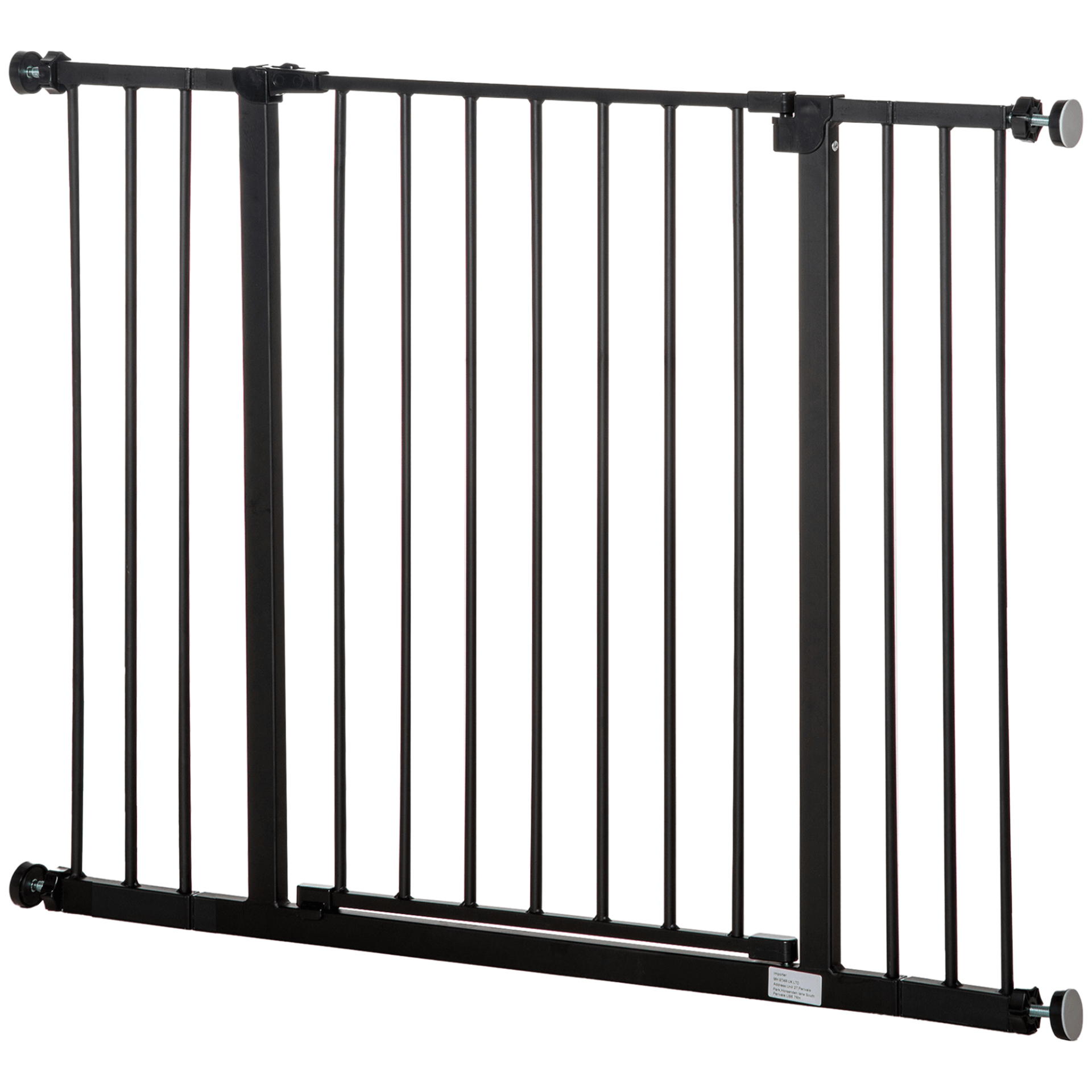 PawHut Dog Gate Pet Safety Gate Stair Barrier Pressure Fit Adjustable Black