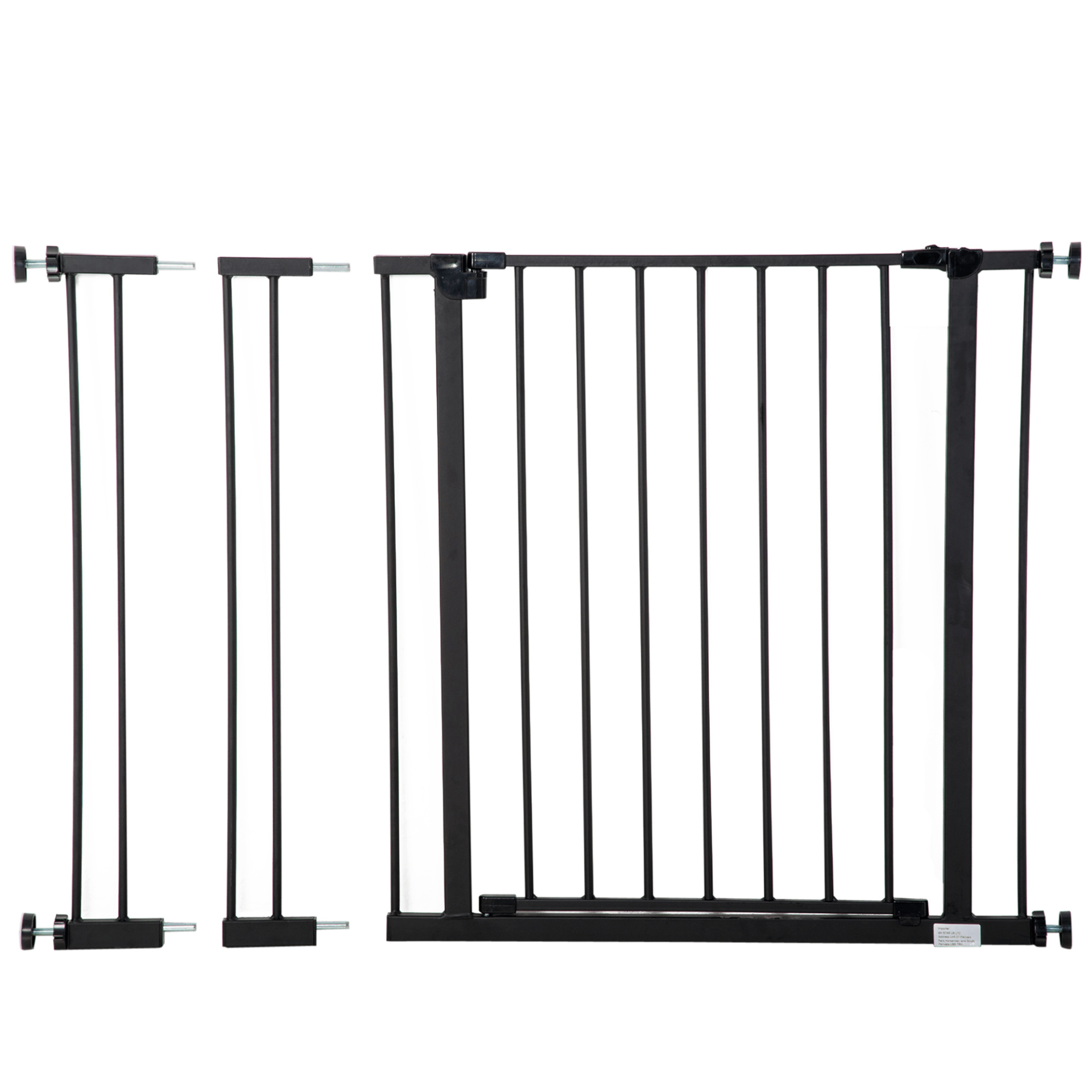 PawHut Dog Gate Pet Safety Gate Stair Barrier Pressure Fit Adjustable Black