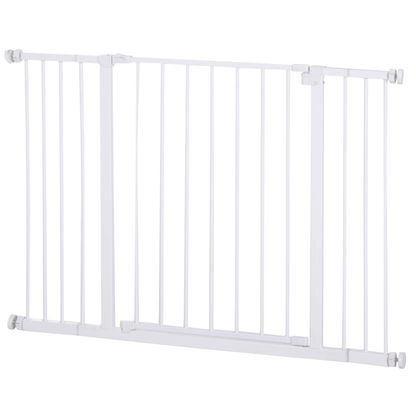 PawHut Dog Gate Pet Safety Gate Stair Barrier Pressure Fit Adjustable White