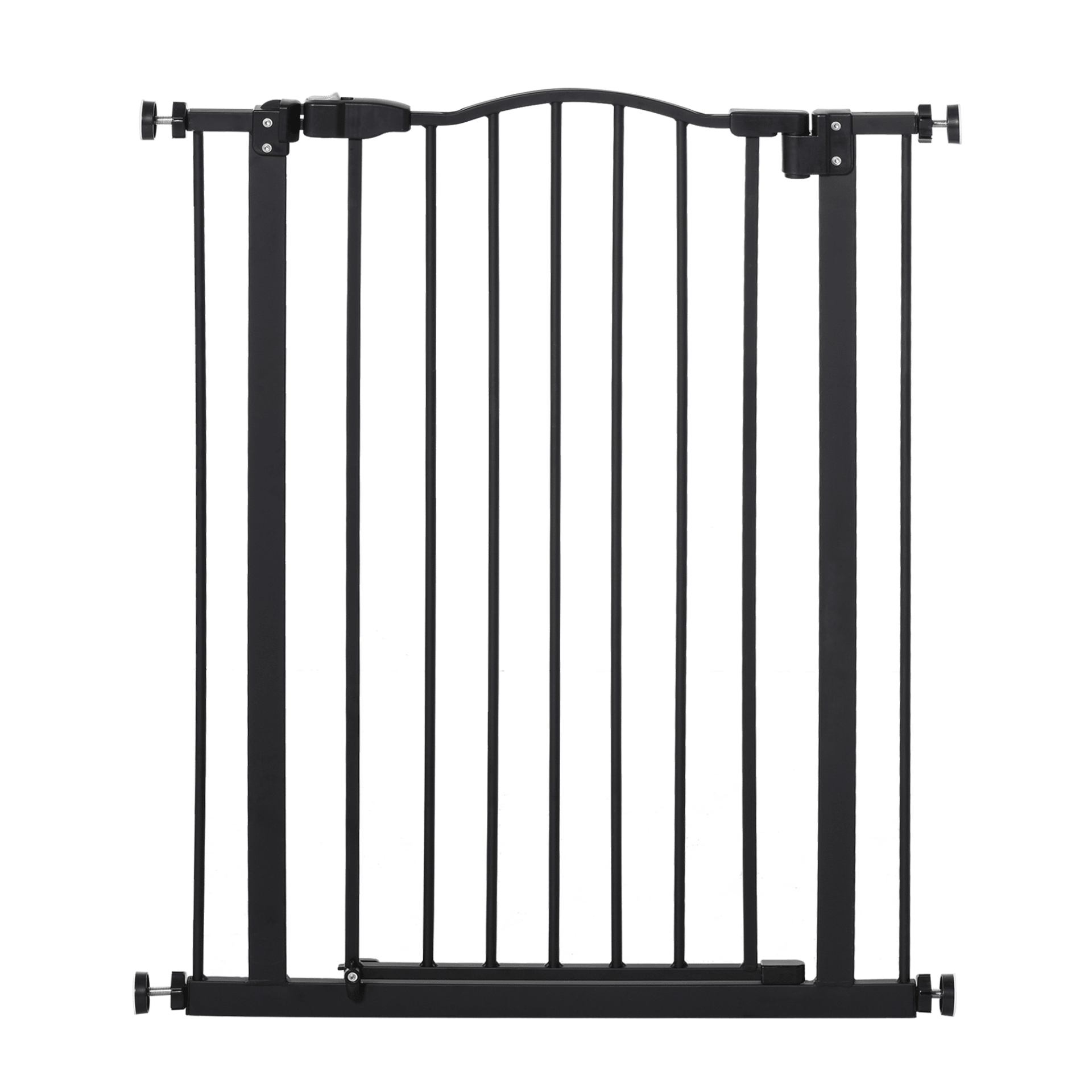 PawHut Dog Gate Pressure Fit Pet Tall Stairs Gate Safety Barrier Auto Close with Double Locking Black 94cm Hight Extra Tall 74-80cm Wide