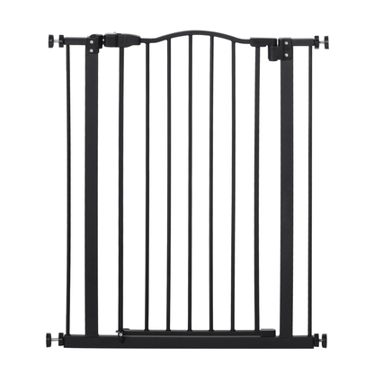 PawHut Dog Gate Pressure Fit Pet Tall Stairs Gate Safety Barrier Auto Close with Double Locking Black 94cm Hight Extra Tall 74-80cm Wide