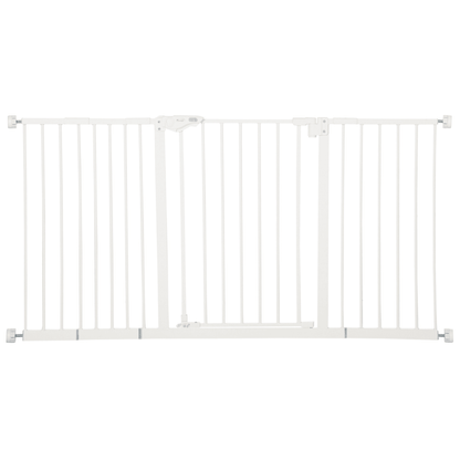 PawHut Dog Gate Stair Gate Pressure Fit Pets Barrier Auto Close for Doorway Hallway White