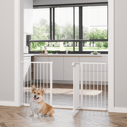 PawHut Dog Gate Stair Gate Pressure Fit Pets Barrier Auto Close for Doorway Hallway White